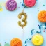 Свеча-цифра для торта "3" золотая с глиттером, 6 см, ЗОЛОТАЯ СКАЗКА,