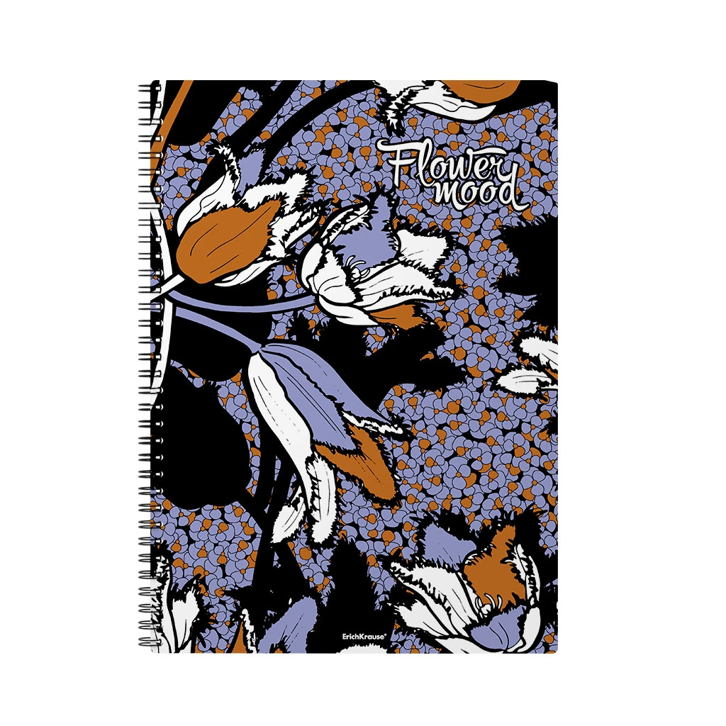 Тетрадь общая с пластиковой обложкой на спирали ErichKrause® Tulips, А4, 80