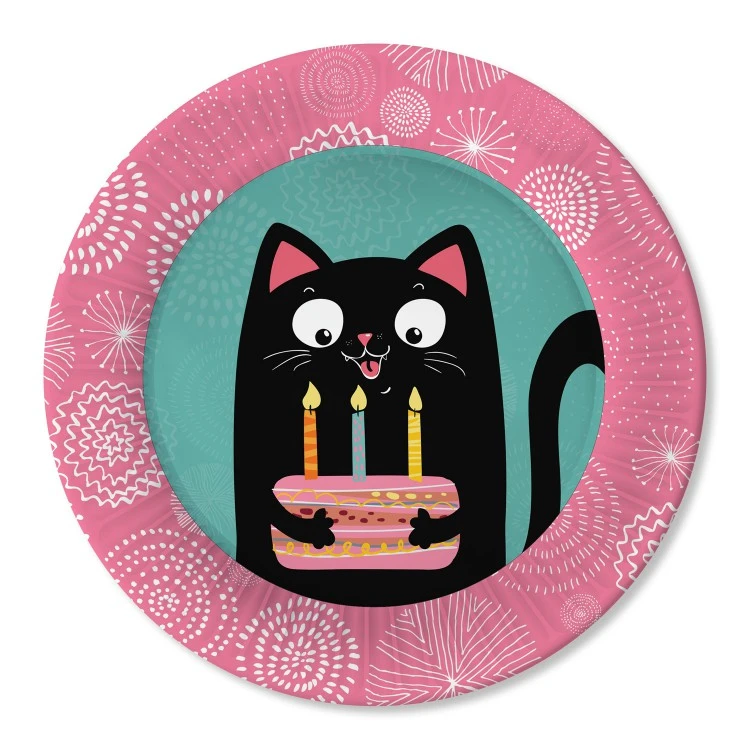 Набор бумажных тарелок Кошки, 6 штук d=180 мм.