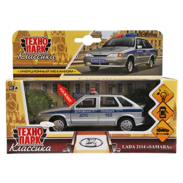 Машина металл свет-звук LADA-2114 "SAMARA" ПОЛИЦИЯ 12 см, двери,