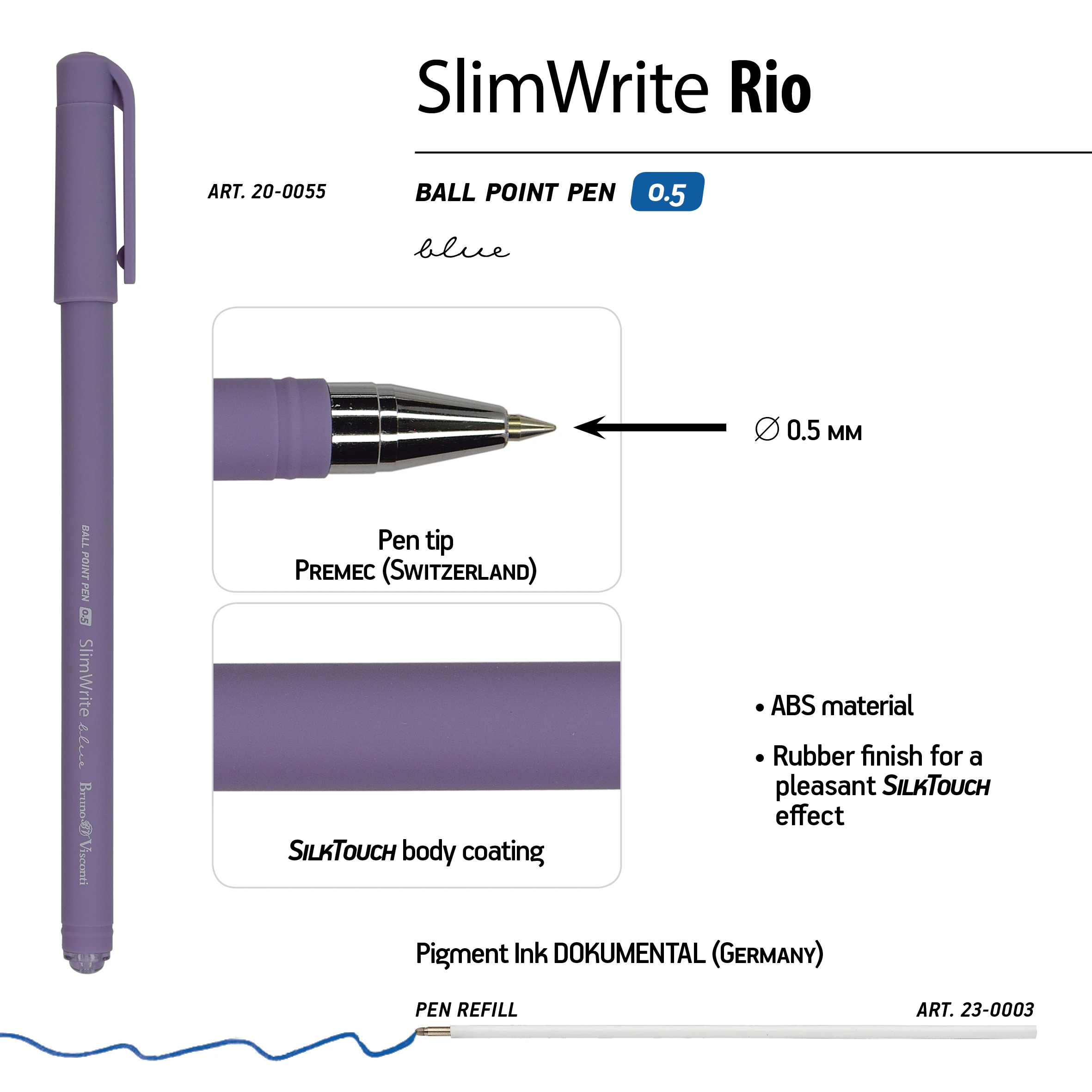 РУЧКА "SlimWrite.RIO" ШАРИКОВАЯ 0.5 ММ, СИНЯЯ (3 цвета корпуса) РУЧКА "SlimWrite.RIO" ШАРИКОВАЯ 0.5 ММ, СИНЯЯ (3 цвета корпуса)