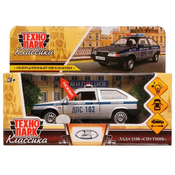 Машина металл свет-звук LADA-2108 "СПУТНИК" ПОЛИЦИЯ 12 см, двери,