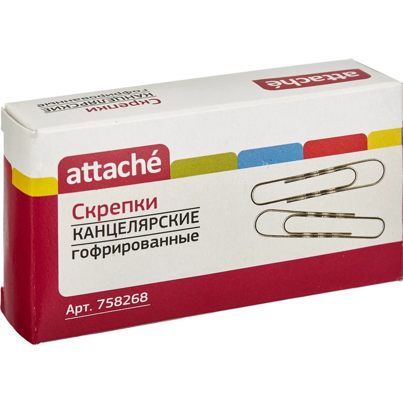 Скрепки Attache 75мм, гофрированные, овальные 40 шт./уп.к/кор Скрепки Attache 75мм, гофрированные, овальные 40 шт./уп.к/кор