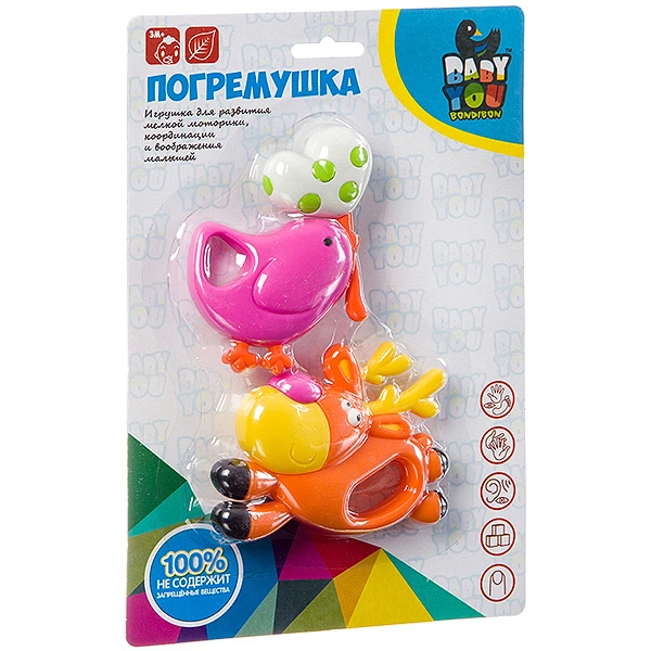 Набор разв. погрем. пласт., Олень, Птичка, 2 шт, Bondibon, CRD 24?16,5 см. Набор разв. погрем. пласт., Олень, Птичка, 2 шт, Bondibon, CRD 24?16,5 см.