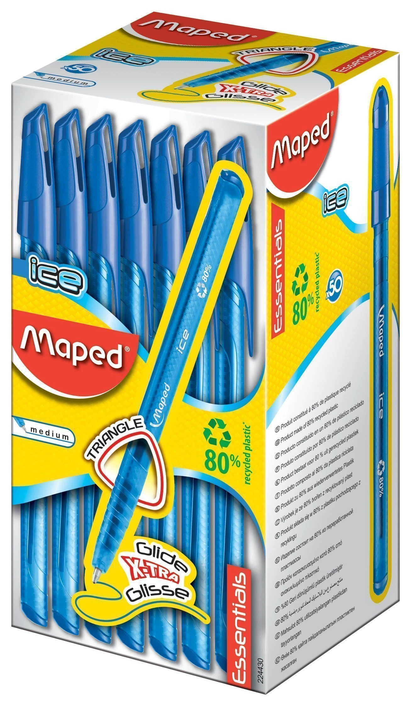 Ручка шариковая MAPED GREEN ICE синий 0,6 мм., прозрачная