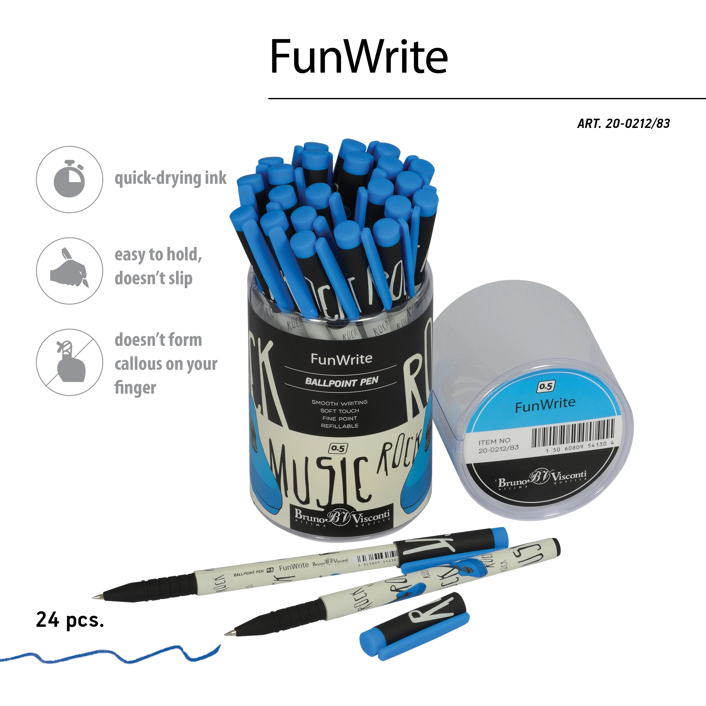 РУЧКА "FunWrite. Музыка. Синяя гитара" ШАРИКОВАЯ 0.5 ММ, СИНЯЯ РУЧКА "FunWrite. Музыка. Синяя гитара" ШАРИКОВАЯ 0.5 ММ, СИНЯЯ