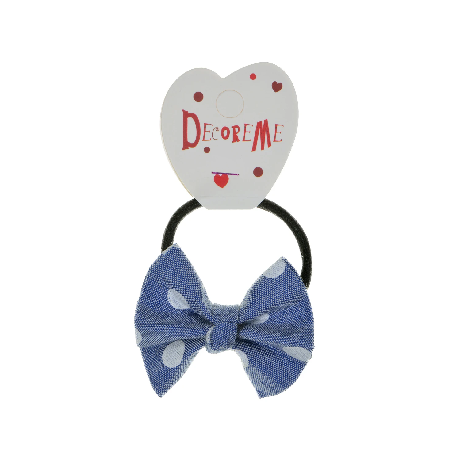 РЕЗИНКА ДЛЯ ВОЛОС "ГОЛУБОЙ БАНТИК В ГОРОШЕК"1 ШТ, 1 ВИД