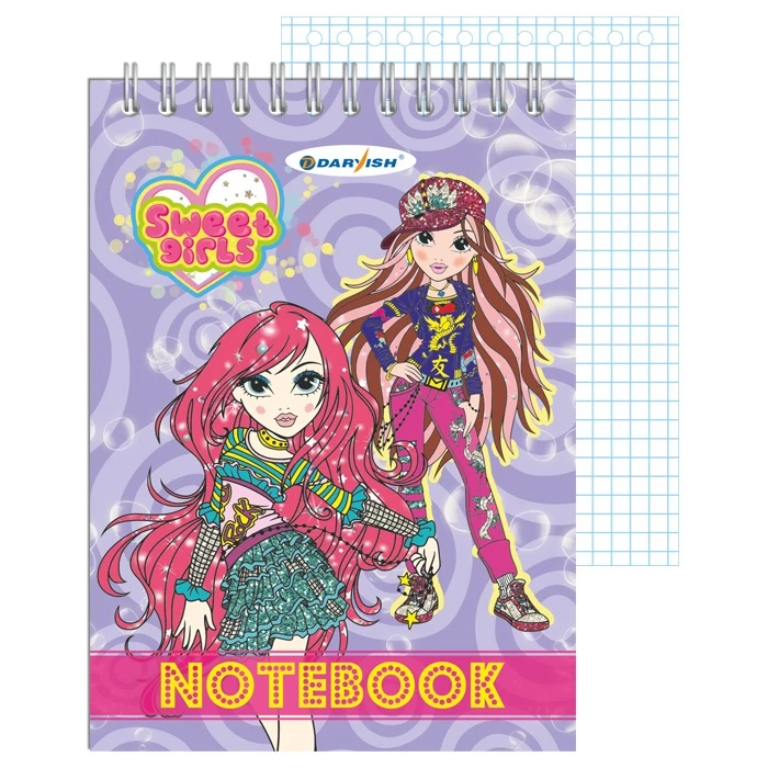 Блокнот 10*14см 60л "Сладкие девочки" на гребне плотность 55гр/м2