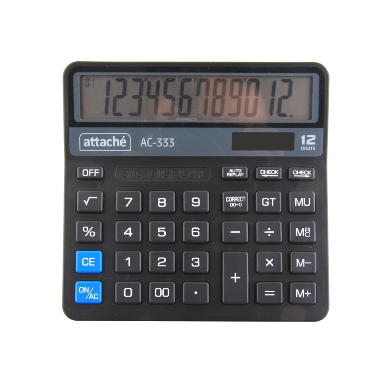 Калькулятор настольный КОМПАКТНЫЙ Attache AС-333, 12р, дв.пит, 147х145х28мм,
