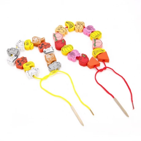 Головоломка Бусы для шнуровки Калейдоскоп, 26 фигурок, шнурок 2 шт * 75 см, в