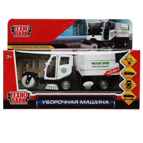 Машина металл свет-звук УБОРОЧНАЯ МАШИНА 15,5 см, двери, багаж, бел, Технопарк