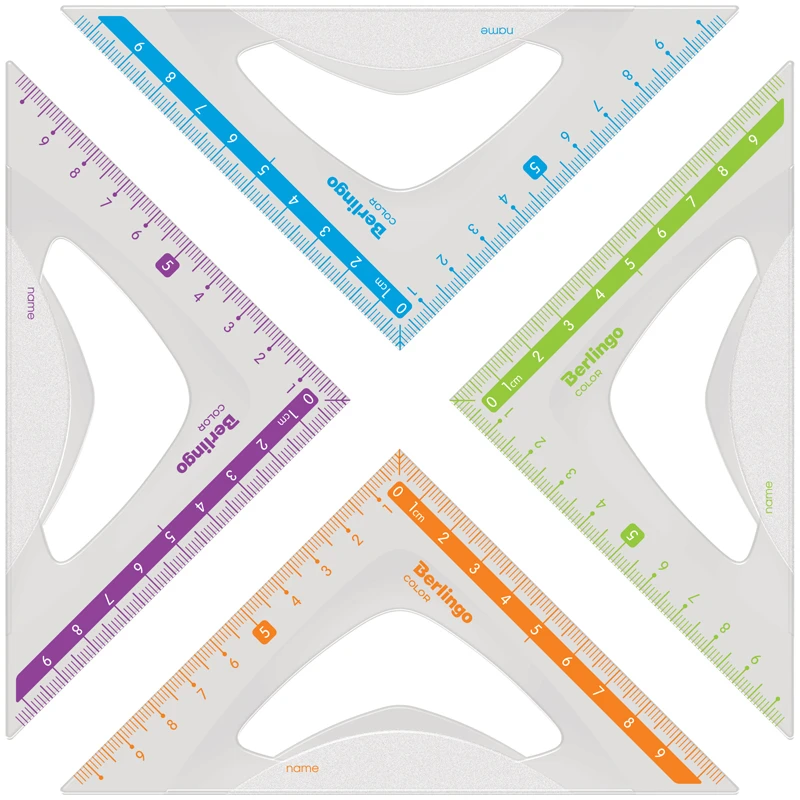 Треугольник 45°, 10см Berlingo "Color", пластиковый, ассорти,