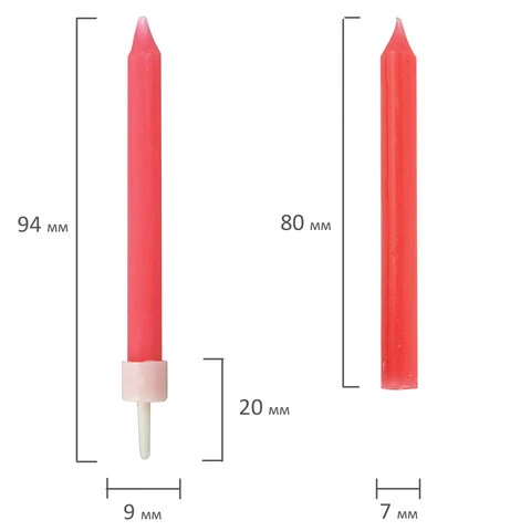 Набор свечей для торта 20 шт., 8 см, с держателями, розовые, ЗОЛОТАЯ СКАЗКА, в