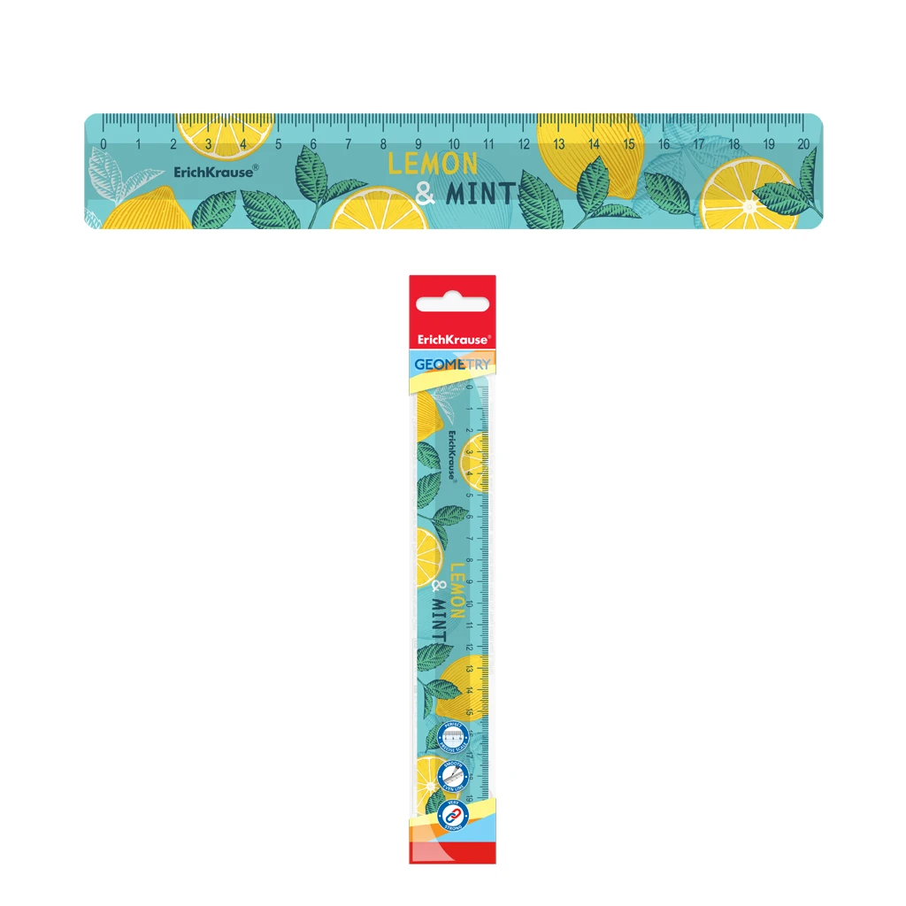 Линейка пластиковая ErichKrause® Lemon&Mint, 20см, во флоупаке