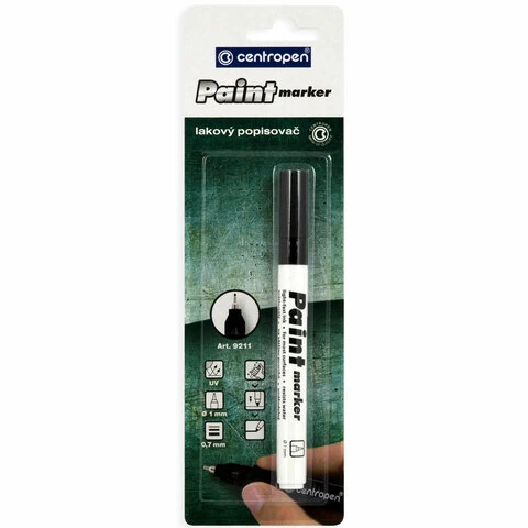 Маркер-краска лаковый (paint marker) ЧЕРНЫЙ CENTROPEN, игольчатый наконечник,