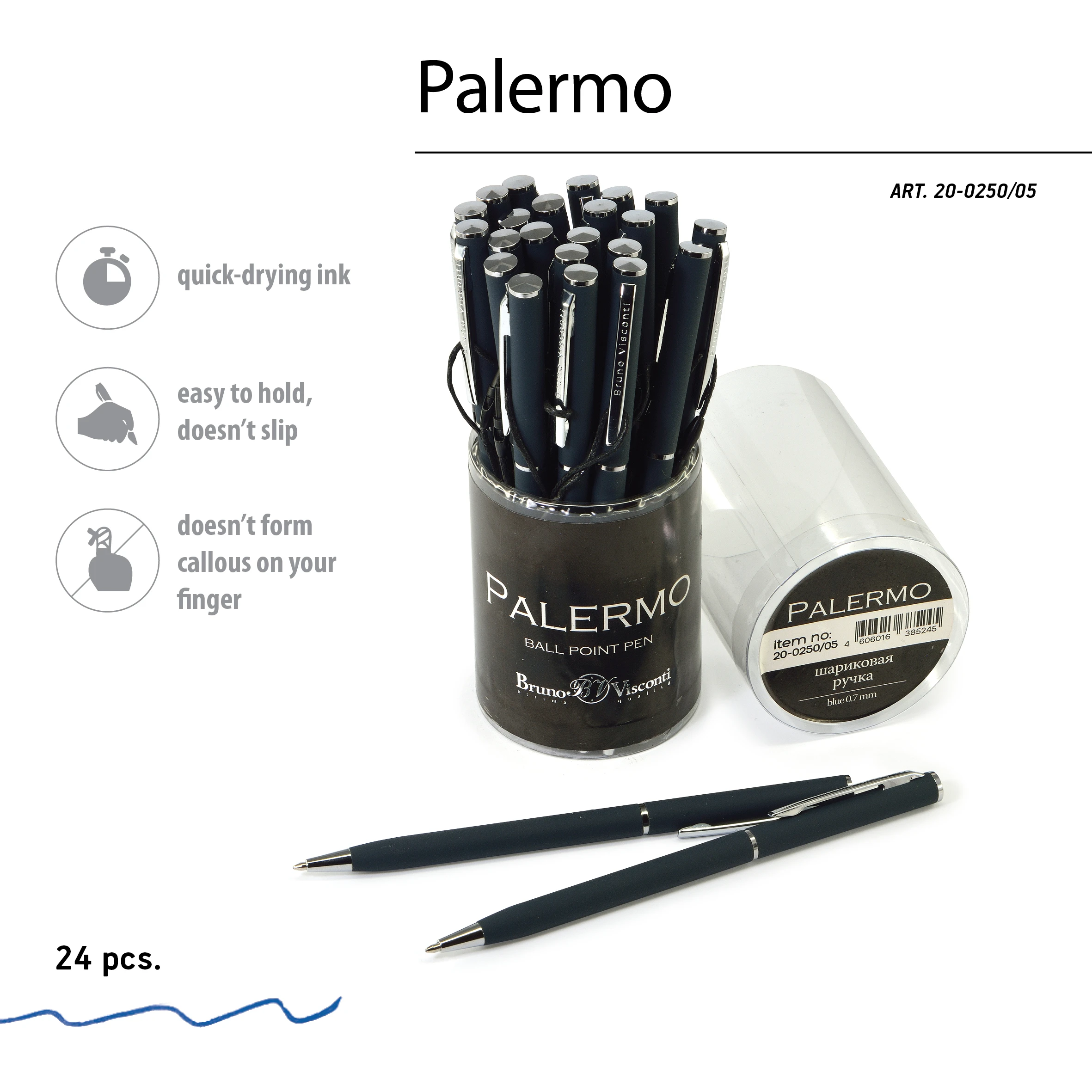 РУЧКА "PALERMO" ШАРИКОВАЯ АВТОМАТИЧЕСКАЯ, СИНЕ-ЧЕРНЫЙ МЕТАЛЛИЧЕСКИЙ