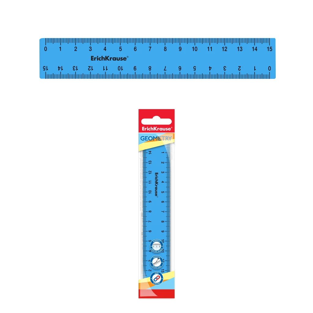 Линейка гибкая пластиковая Erich Krause® Bubble Gum, 15см, голубая, во флоупаке Линейка гибкая пластиковая Erich Krause® Bubble Gum, 15см, голубая, во флоупаке