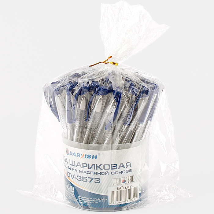 Ручка шариковая синяя на масляной основе "Darvish" в пластиковой банке