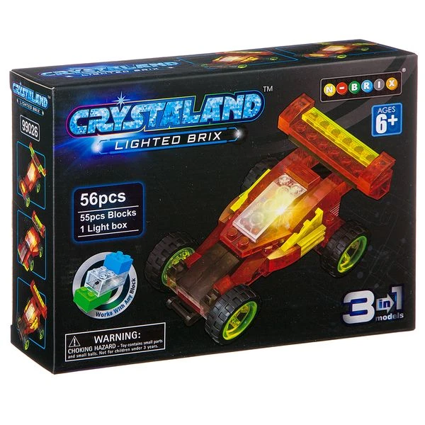 Конструктор пластмас. 56 дет., светящ. c 1-им LED элементом, CRYSTALAND,