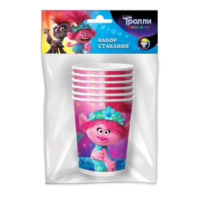 Trolls. Набор бумажных стаканов-3, 6 шт*250 мл