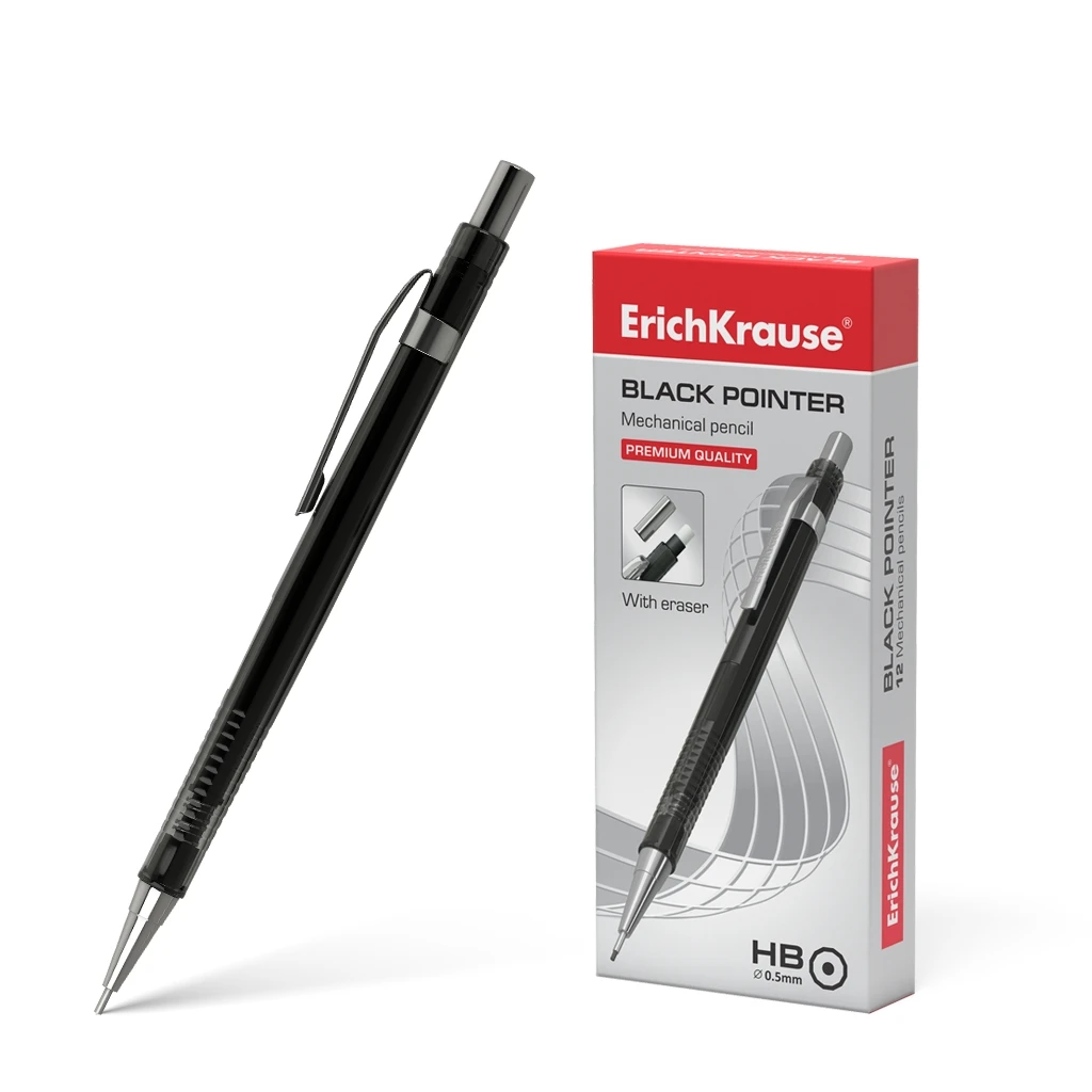 Карандаш механический Erich Krause® Black Pointer 0.5 мм, НВ (в коробке по 12
