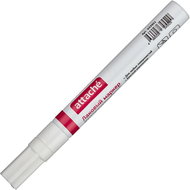 Маркер пеинт (лак) Attache 4 мм белый Маркер пеинт (лак) Attache 4 мм белый