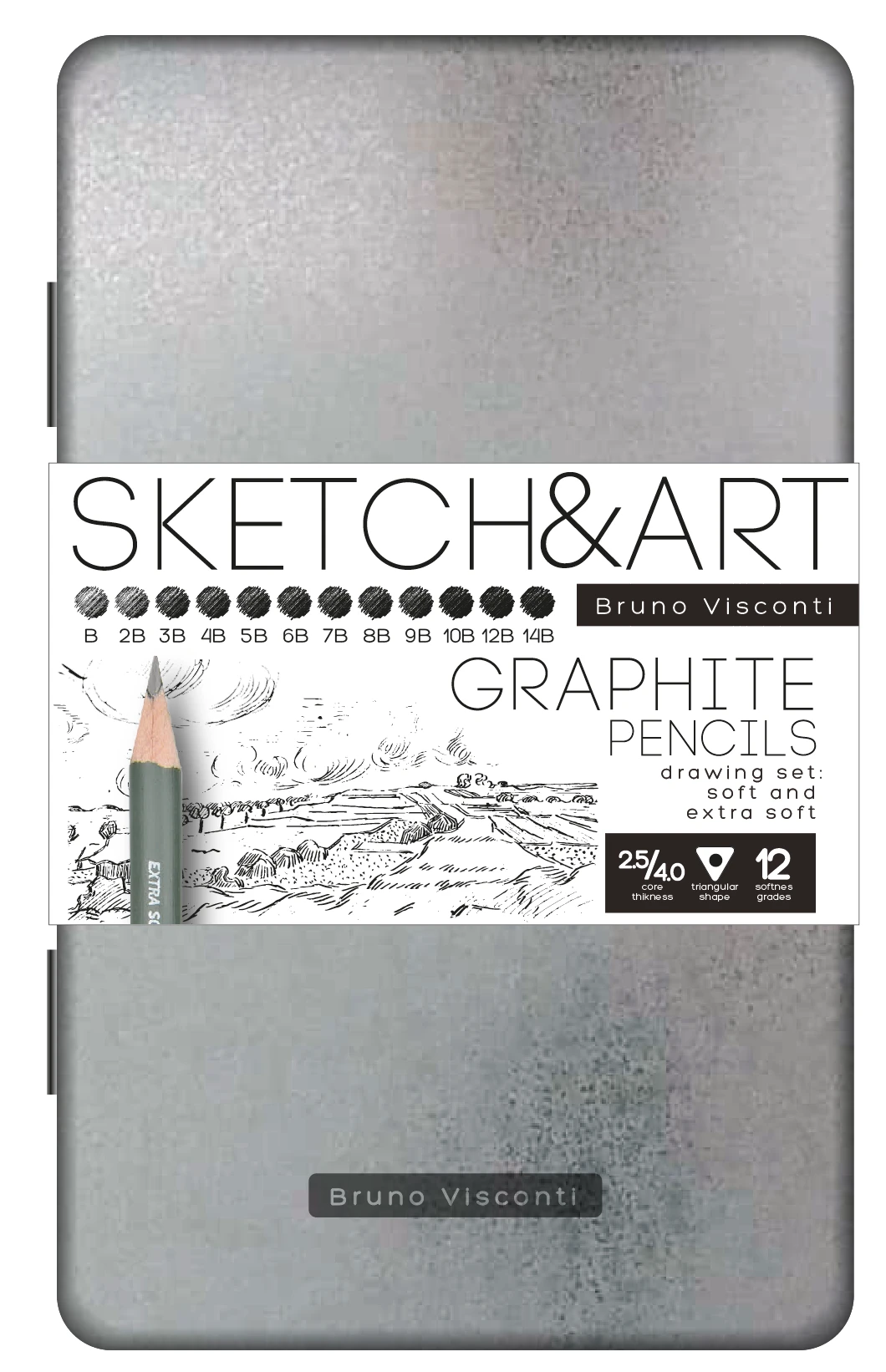НАБОР КАРАНДАШЕЙ ЧЕРНОГРАФИТОВЫХ "SKETCH&ART" B-14B, 12 ШТ. НАБОР КАРАНДАШЕЙ ЧЕРНОГРАФИТОВЫХ "SKETCH&ART" B-14B, 12 ШТ.