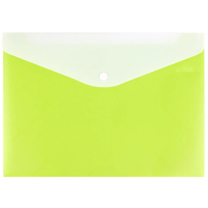 Папка-конверт на кнопке А4 Diamond салатовая с дополнительным карманом Папка-конверт на кнопке А4 Diamond салатовая с дополнительным карманом