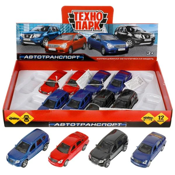 Машина металлическая NISSAN terrano/almera 12см., дв.,баг.,инерц., асс., дисп.