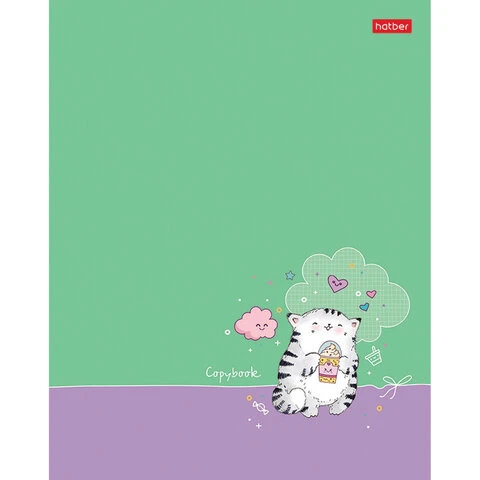 Тетрадь А5 48 л. HATBER скоба, клетка, фактурное тиснение, "Кот Тетрадь А5 48 л. HATBER скоба, клетка, фактурное тиснение, "Кот