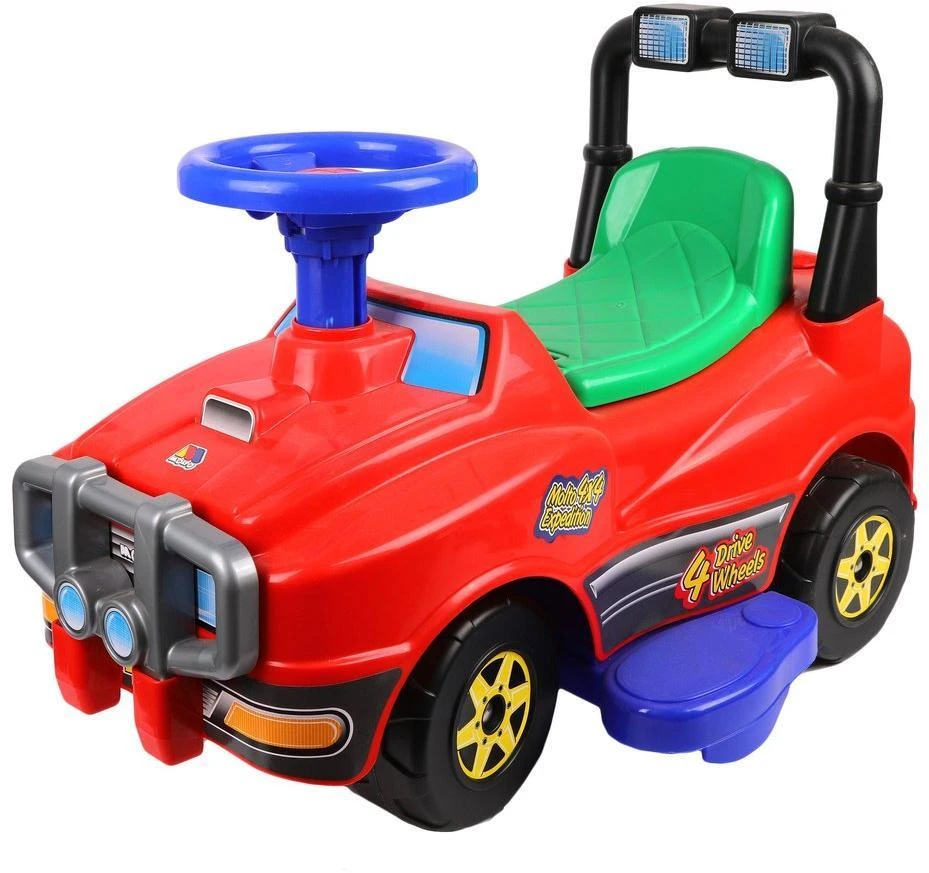 Машина-каталка Джип с ручкой и гудком (красный). 62918