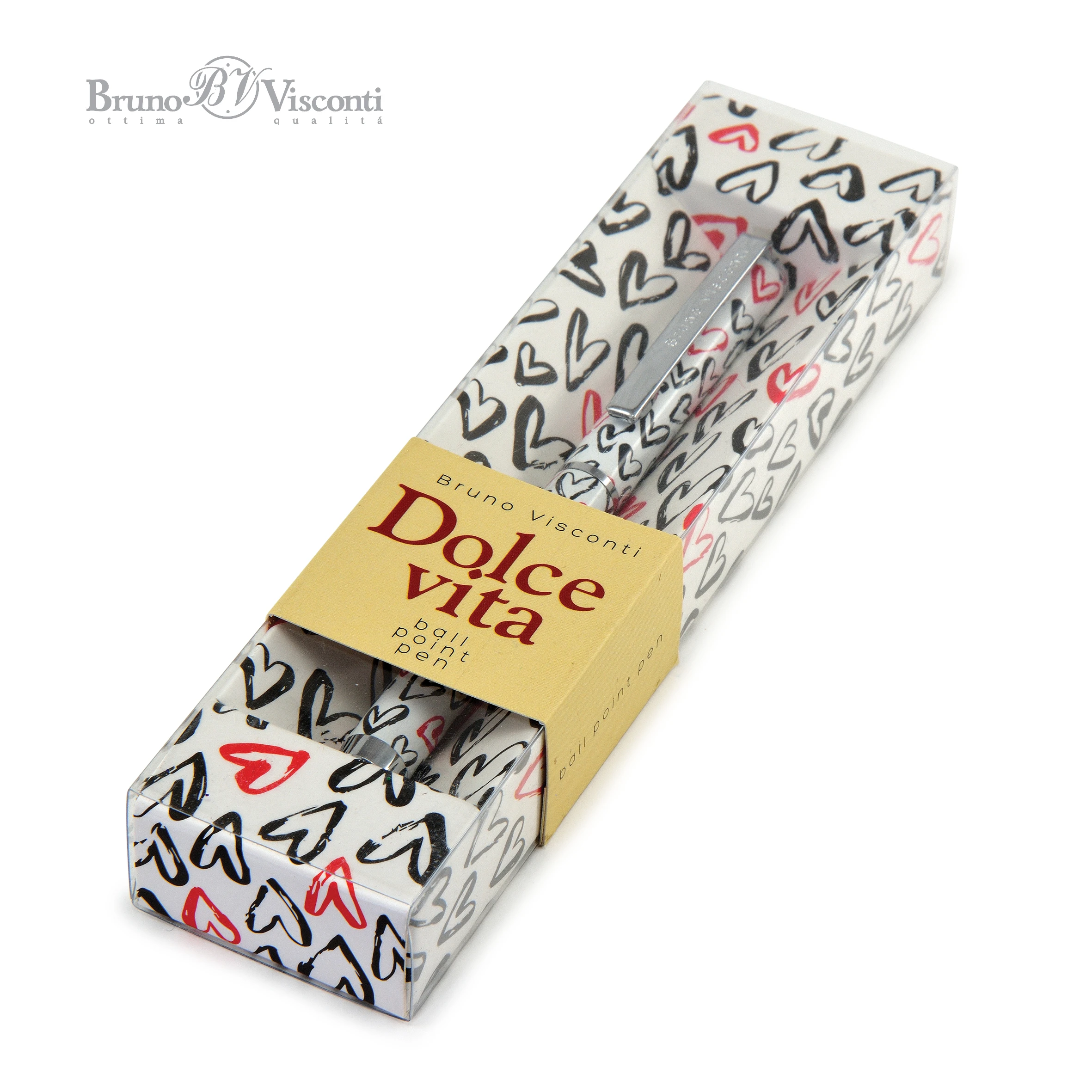 РУЧКА "DOLCE VITA. Сердечки. Красные и Черные." ШАРИКОВАЯ,