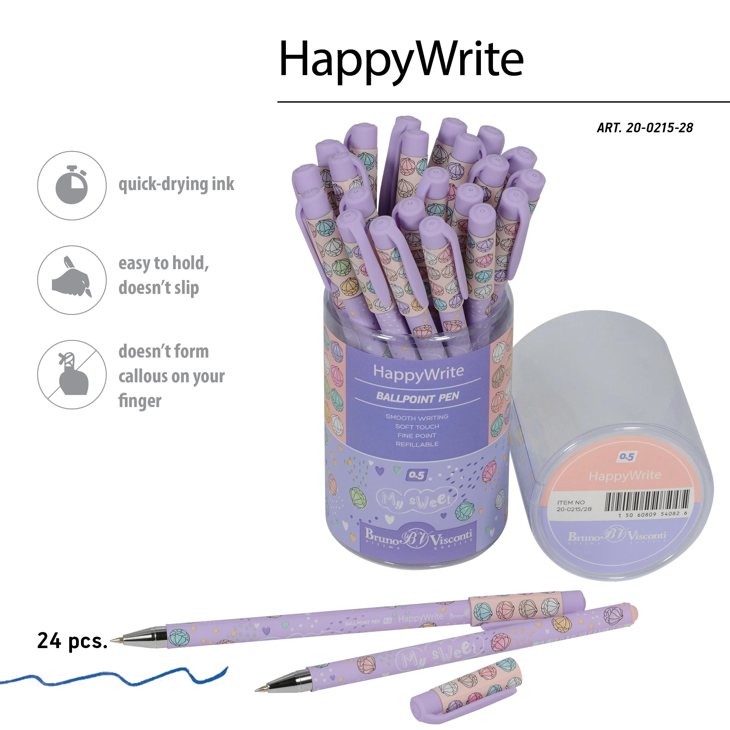 РУЧКА "HappyWrite. My Sweet. Зефирки" 0.5 ММ, СИНЯЯ РУЧКА "HappyWrite. My Sweet. Зефирки" 0.5 ММ, СИНЯЯ