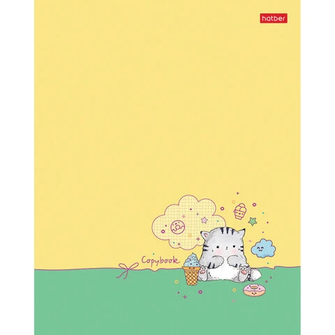 Тетрадь А5 48 л. HATBER скоба, клетка, фактурное тиснение, "Кот Тетрадь А5 48 л. HATBER скоба, клетка, фактурное тиснение, "Кот