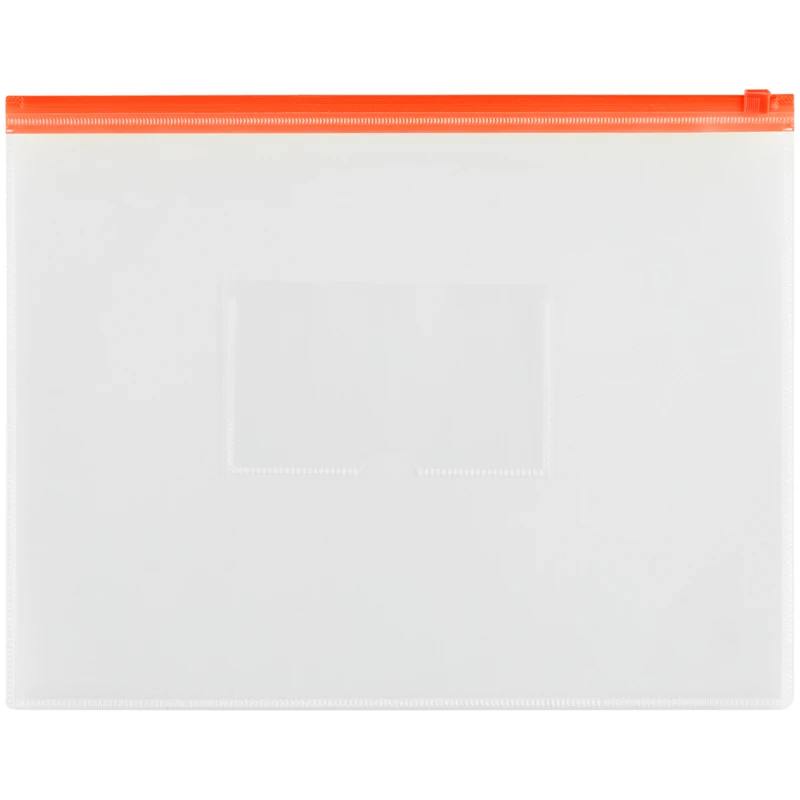 Папка-конверт на молнии OfficeSpace A4, прозрачная, 150мкм, молния красная