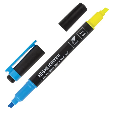 Текстмаркер BRAUBERG двусторонний, ЛИМОННЫЙ/ГОЛУБОЙ, скошенный наконечник, 1-4 Текстмаркер BRAUBERG двусторонний, ЛИМОННЫЙ/ГОЛУБОЙ, скошенный наконечник, 1-4