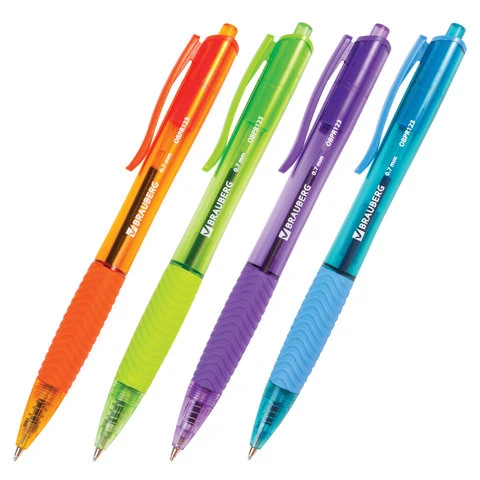 Ручка шариковая масляная автоматическая с грипом BRAUBERG "Fruity RD",