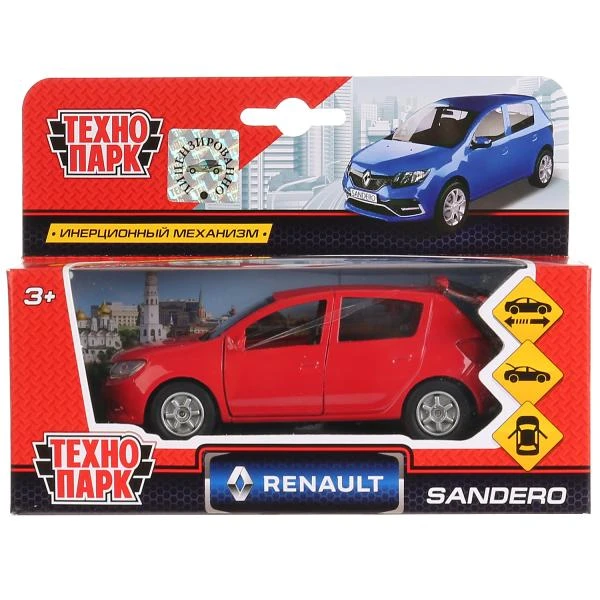 Машина металл RENAULT sandero, 12 см, двери, багажник, инерция, Технопарк