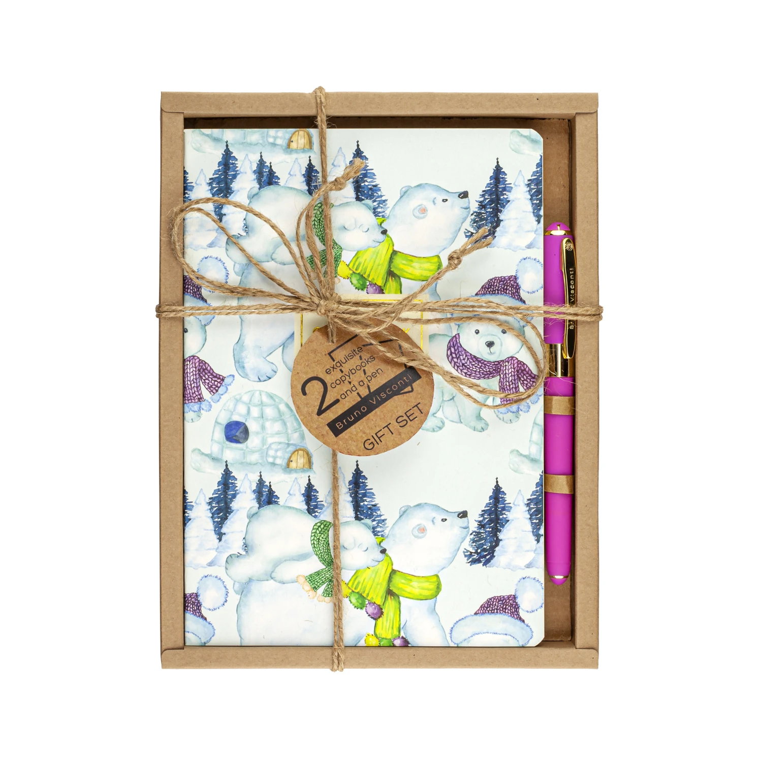 НАБОР ПОДАРОЧНЫЙ "МЕДВЕЖАТА" (ДВЕ ТЕТРАДИ BV И РУЧКА)