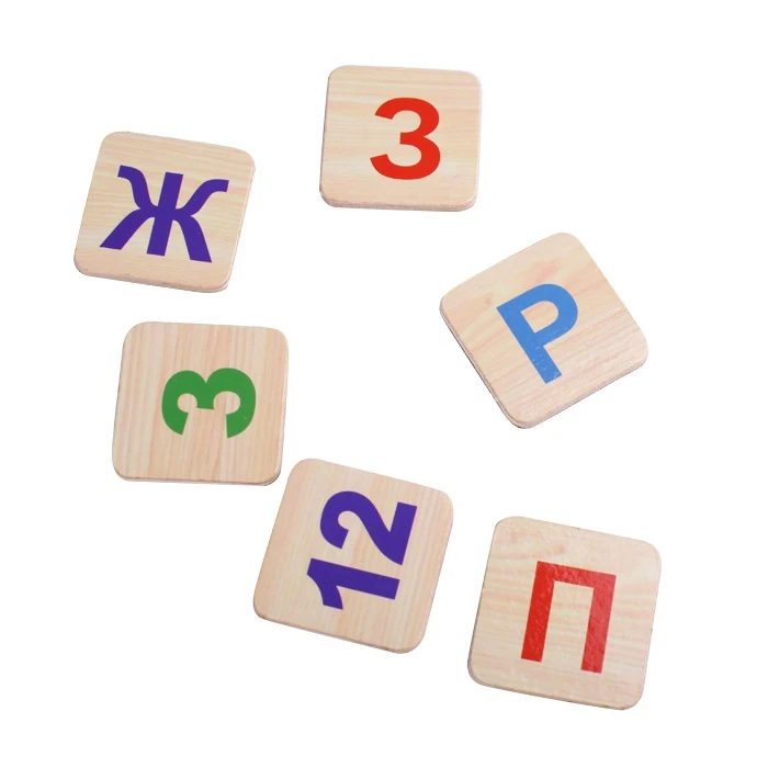 Набор счетных материалов (дерево) буквы (33шт) цифры (18шт) и знаки (3шт) на