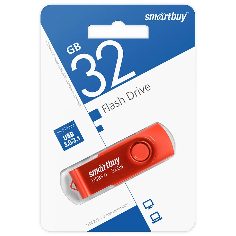 Память Smart Buy "Twist" 32GB, USB 3.0 Flash Drive, красный Память Smart Buy "Twist" 32GB, USB 3.0 Flash Drive, красный