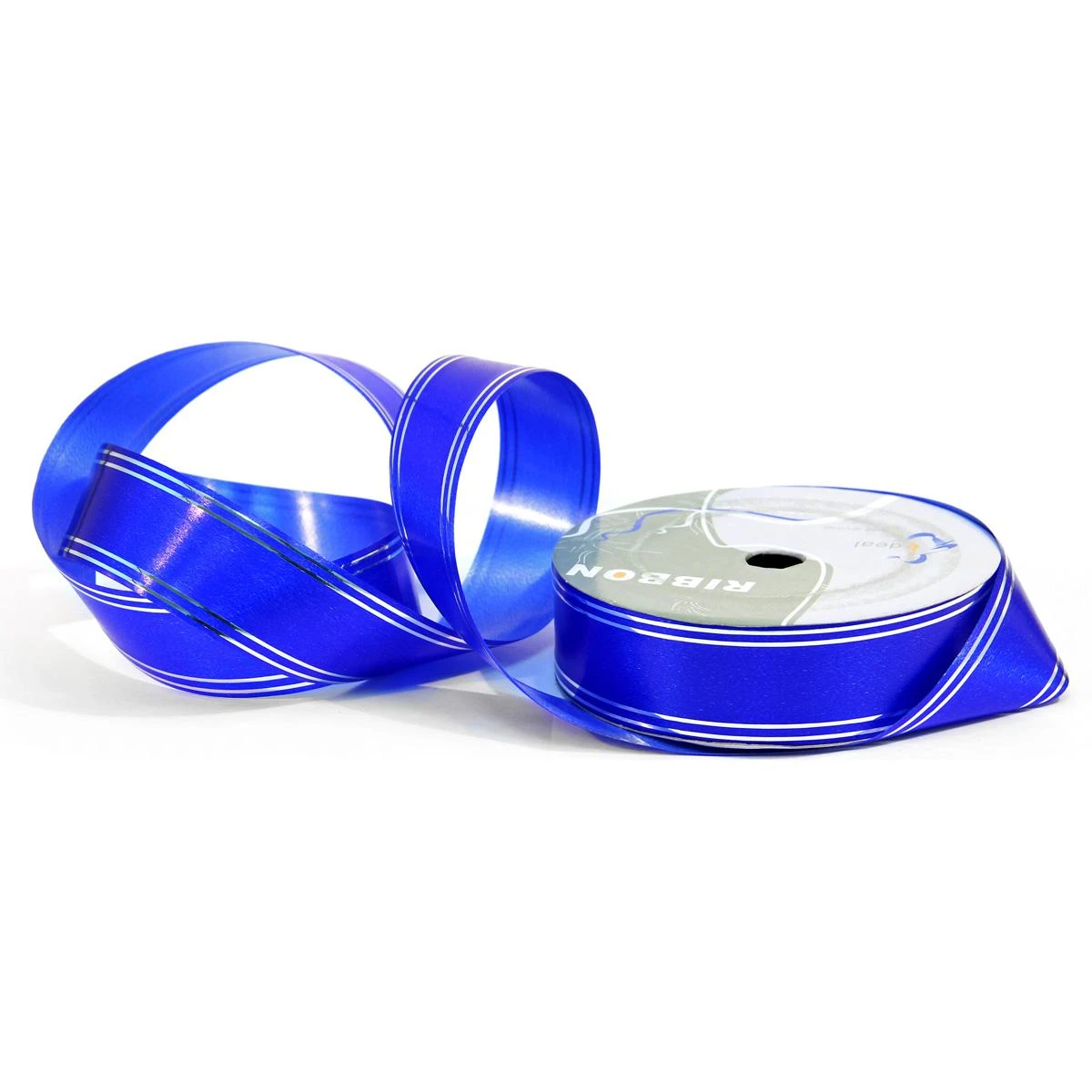 Лента 30 мм х 45 м с серебр.лин.синяя, 44944