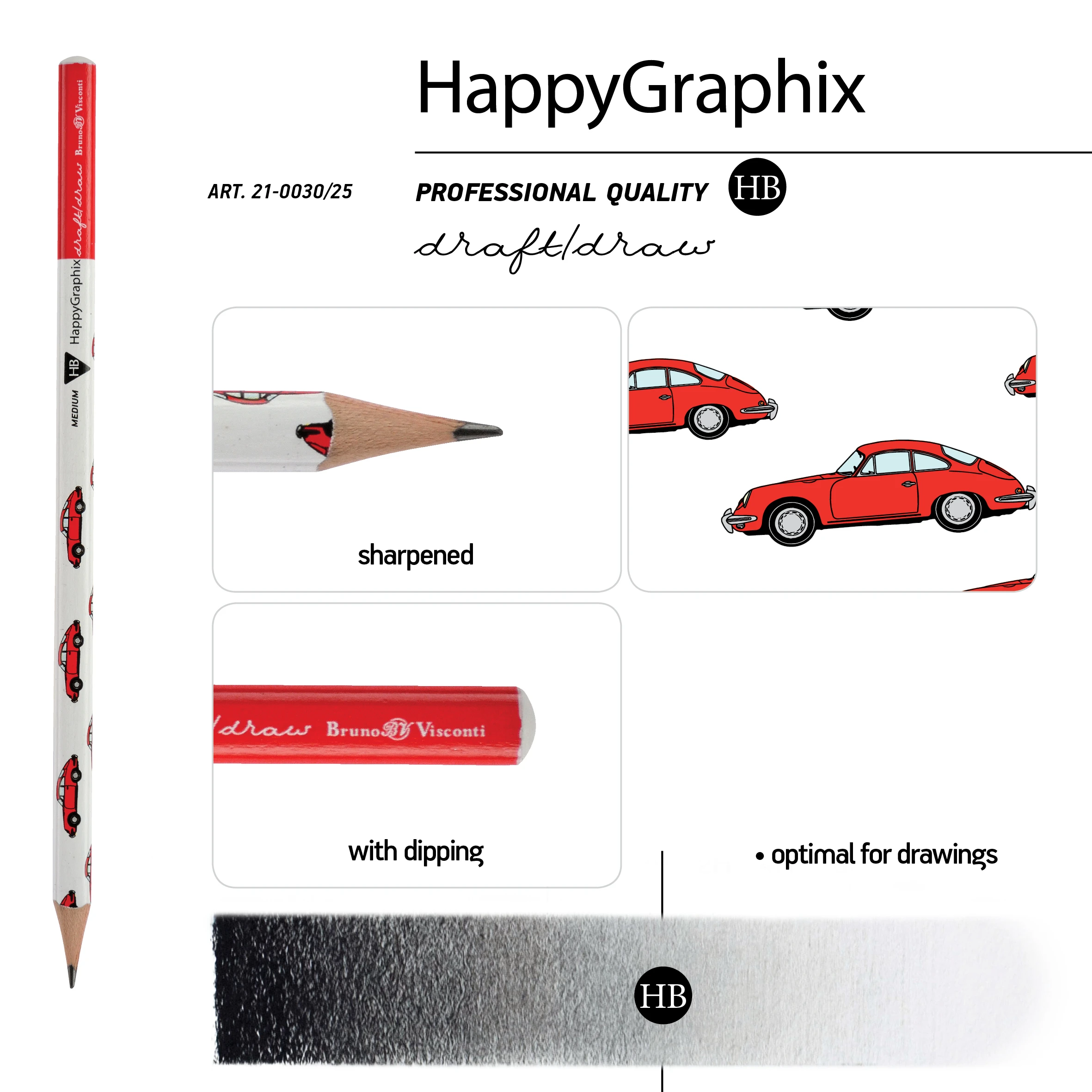 КАРАНДАШ ЧЕРНОГРАФИТОВЫЙ "HappyGraphix" КРАСНАЯ МАШИНА НВ КАРАНДАШ ЧЕРНОГРАФИТОВЫЙ "HappyGraphix" КРАСНАЯ МАШИНА НВ