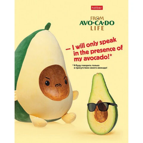 Тетрадь А5, 48 л., HATBER, скоба, клетка, обложка картон, AvoCaDo life (5 видов