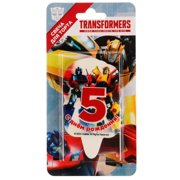 Свеча для торта Со стикером "5" Трансформеры блистер ЧУДО ПРАЗДНИК