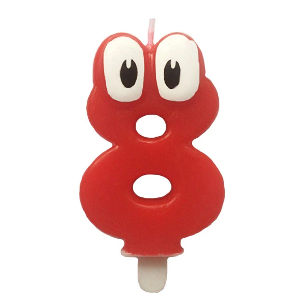 Свеча Цифра 8 Красная С глазками 6,5см