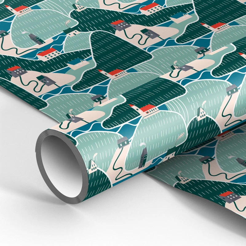 Упаковочная бумага глянц. 70*100см, MESHU "Hills", 90г/м2 Упаковочная бумага глянц. 70*100см, MESHU "Hills", 90г/м2