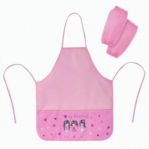 Фартук с нарукавниками BRAUBERG, 45x54 см, 3 кармана, Best friends, 270389 Фартук с нарукавниками BRAUBERG, 45x54 см, 3 кармана, Best friends, 270389