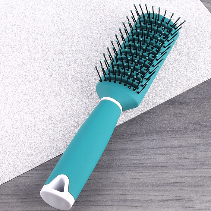 Расческа массажная прямоугольная пластиковая бирюзовая Расческа массажная прямоугольная пластиковая бирюзовая