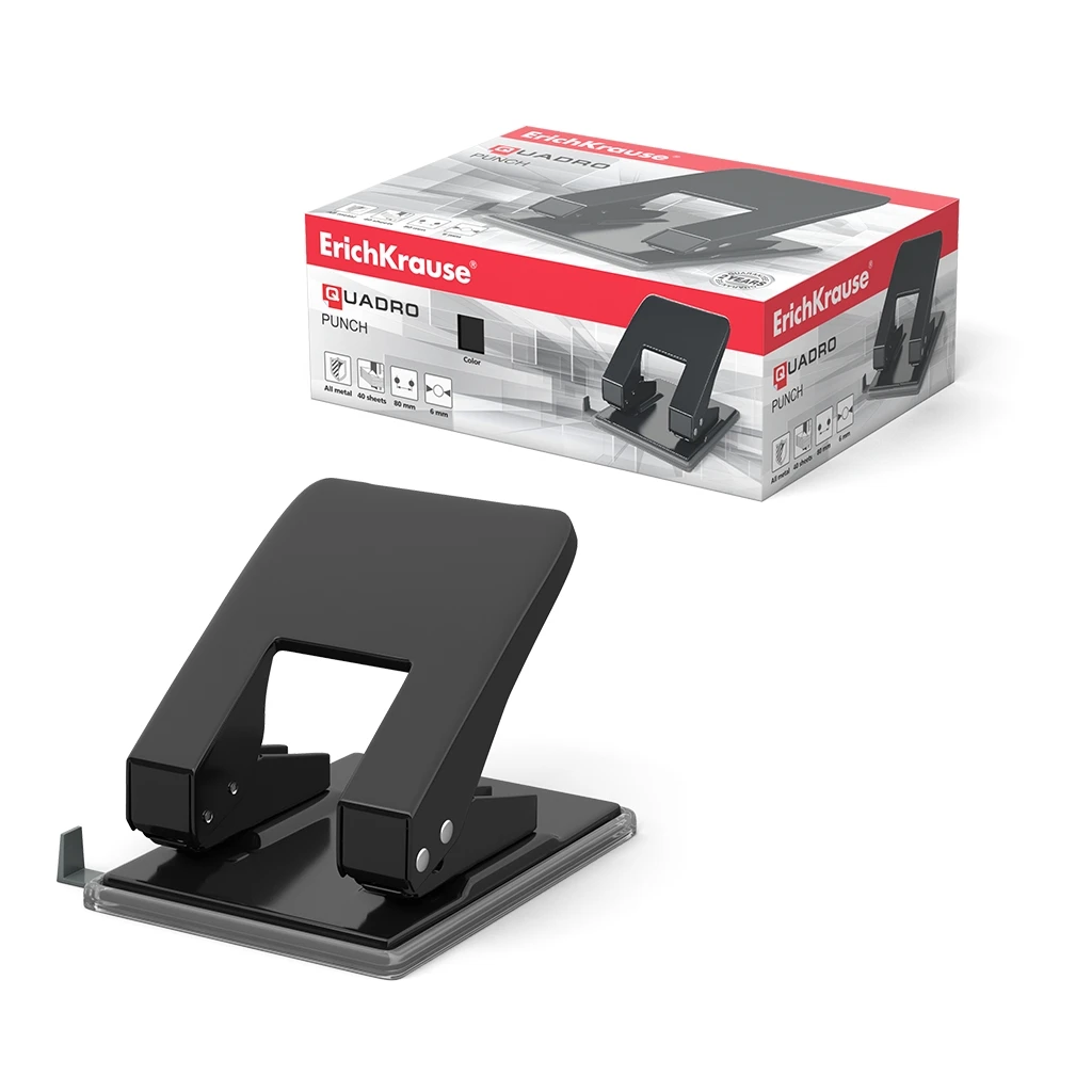 Дырокол Erich Krause Quadro до 40 листов, ассорти (в коробке по 1 шт.) Дырокол Erich Krause Quadro до 40 листов, ассорти (в коробке по 1 шт.)